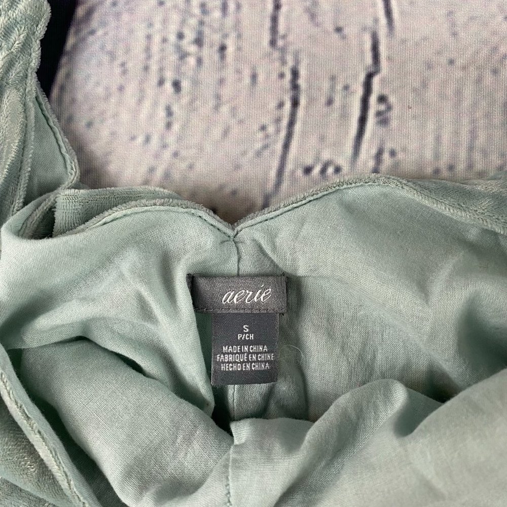 Aerie Crushed Velvet Layered Tank Top Green - Picture 4 of 6